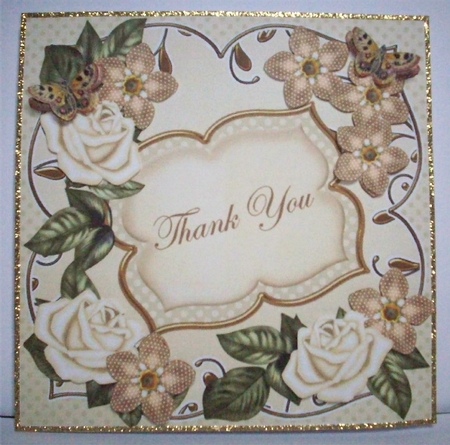 Cream Fmk Thank You 7in Fancy Decoupage Topper by Ruth Murphy