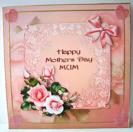 Pink Roses Mothers Day Card by Ruth Murphy