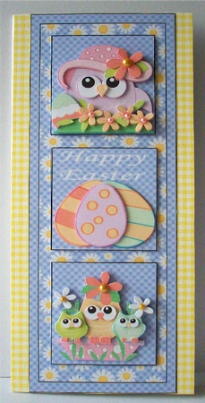 Easter owls trio card front 1 by Ruth Murphy