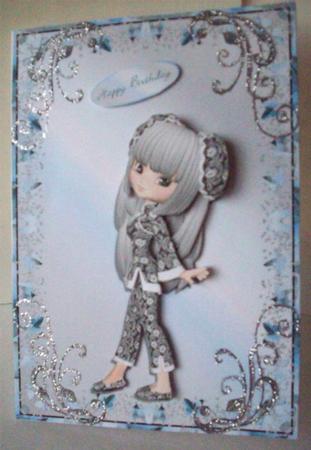 Cute Oriental Girl Quick Card Front with Decoupage by Ruth Murphy