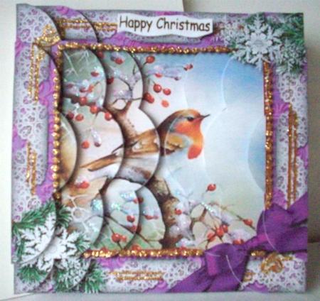 Red Robin Lilac Snow 5in Side by Side Scallop Stacker by Ruth Murphy