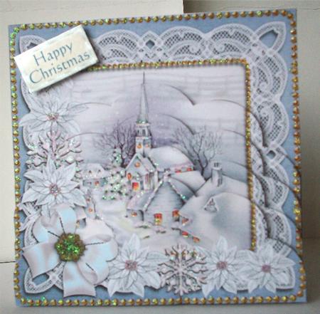 Blue Village Poinsettia 5in Scallop Bottom Stacker by Ruth Murphy