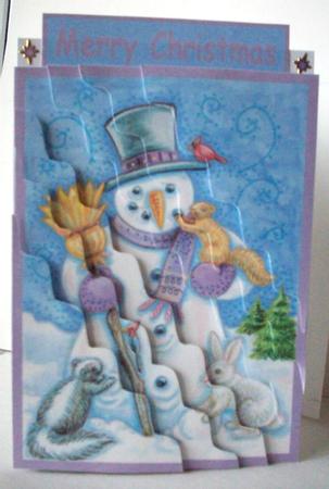 Pastel Snowman and Friends Corner Wavy Side Stacker by Ruth Murphy