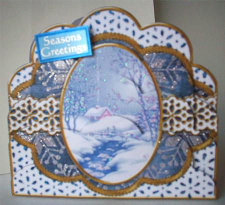 Blue Winter Walk Anglaise Scallop Bottom Stacker by Ruth Murphy