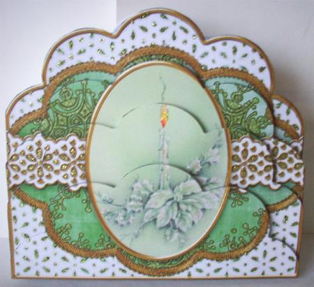Green Poinsettia Candle Anglaise Scallop Bottom Stacker by Ruth Murphy