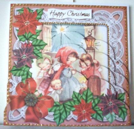 Nativity Scene Poinsettia 5in Scallop Bottom Stacker by Ruth Murphy