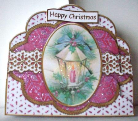 Christmas Pink Lantern Anglaise Scallop Bottom Stacker by Ruth Murphy