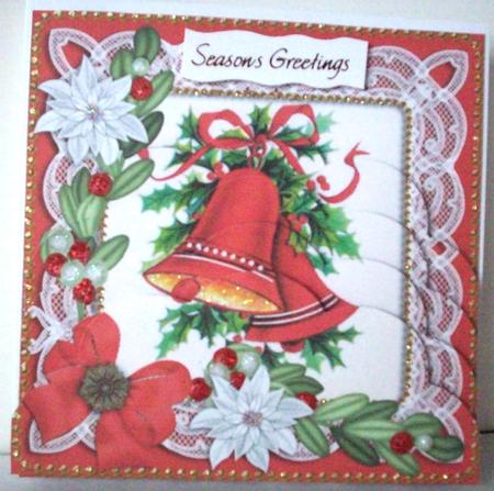 Christmas Bells Red Poinsettia 5in Scallop Bottom Stacker by Ruth Murphy