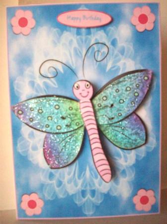 Happy Butterfly Quick Card Front with Decoupage by Ruth Murphy