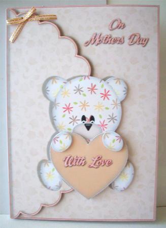 With Love Mothers Day Bear Scalloped Edge Envelope Card by Ruth Murphy