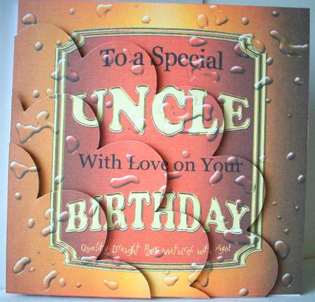 Happy Birthday UNCLE Beer Label Shell Edged Corner Side Stacker by Ruth Murphy