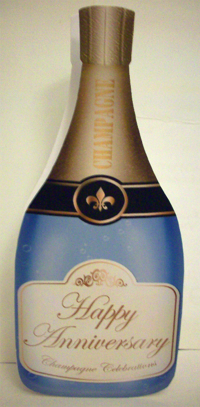 Large Dl Anniversary Champagne Bottle Shaped Card by Ruth Murphy