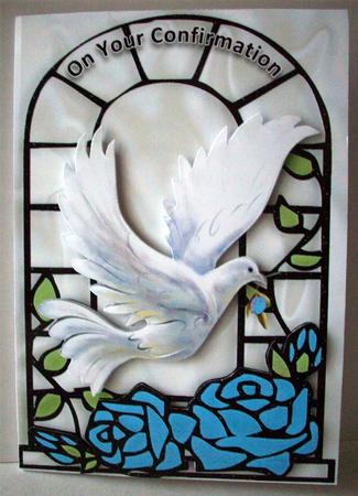 Turq Roses with White Dove in Window Frame by Ruth Murphy