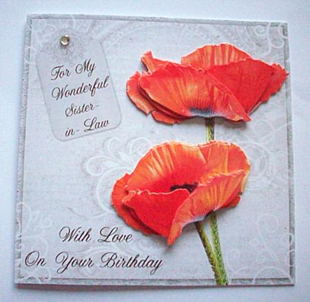 Poppy Duo on Grey Sister-in-law Birthday 8x8 Inch by Ruth Murphy