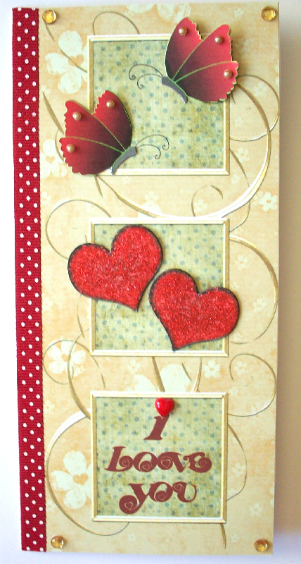 Butterflies & Hearts Valentine Tall Card Topper 3 by Ruth Murphy