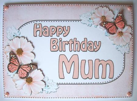 5x7 Flowers & Butterflies Birthday Mum Scallop Corner by Ruth Murphy