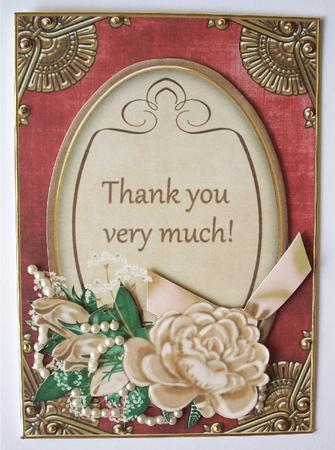 Coffee Rose Red Thank You Oval 7x5in Floral Step by Step by Ruth Murphy