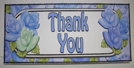 Large Dl Thank You Roses Card & 3D Decoupage by Ruth Murphy