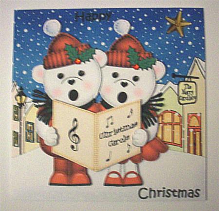 Carol Singing Teddies Merry Carollers 3D Decoupage by Ruth Murphy