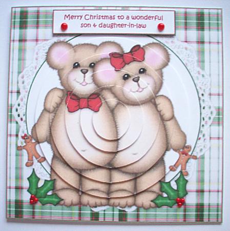 Christmas Bear Couple Oval Pyramid by Ruth Murphy