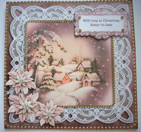 Snowy Village Sister in Law 8in Sentiment Topper by Ruth Murphy