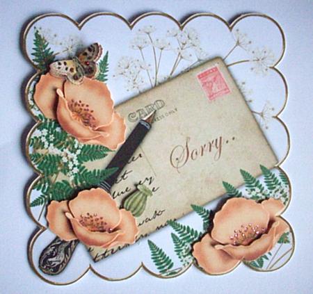Peach Poppy Sorry Ink Saver 8in Decoupage Topper by Ruth Murphy
