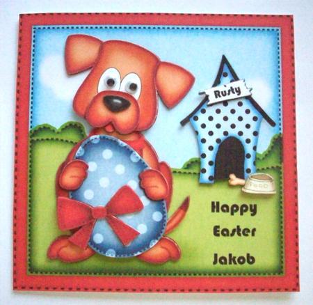 Rusty the Dog's Easter Egg Fan Pyramage Topper by Ruth Murphy