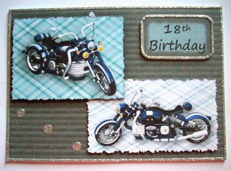 Blue Motor Bike Ages Card Topper by Ruth Murphy