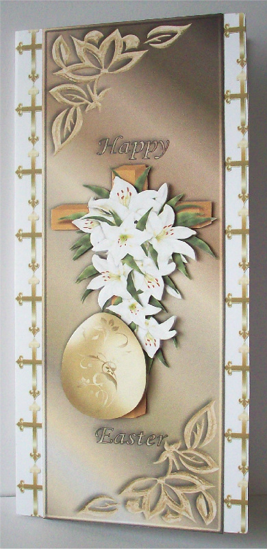 Easter Lilies, Cross and Egg Large Dl Card by Ruth Murphy