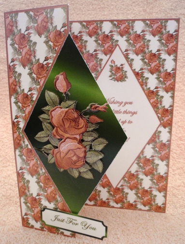 Coffee Rose Diamond Foldback Card by Ruth Taylor
