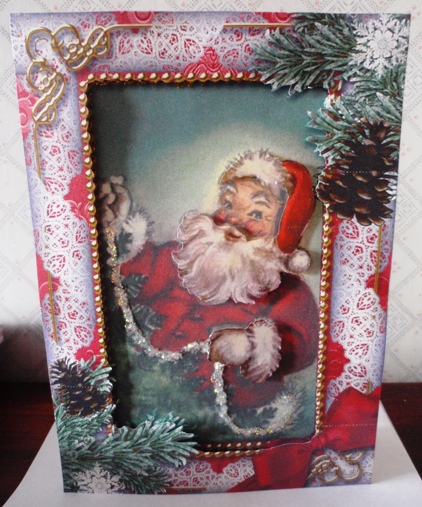 Santa Snow 7x5inch Folded Picture Card by Ruth Taylor