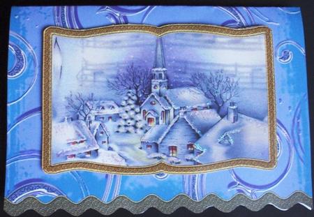 Snow Scene Village Wavy Book Card by Ruth Taylor
