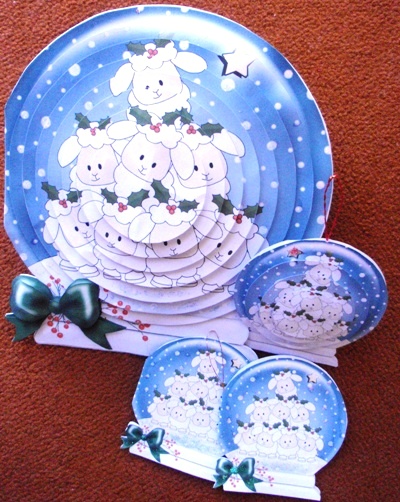 3D Xmas Cute Sheep Tree Snowglobe Circle Pyramage Card Kit by Ruth Taylor