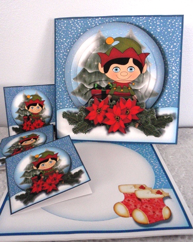 Snowglobe Cuties Card Kit - Santa's Elf Boy Cutie by Ruth Taylor