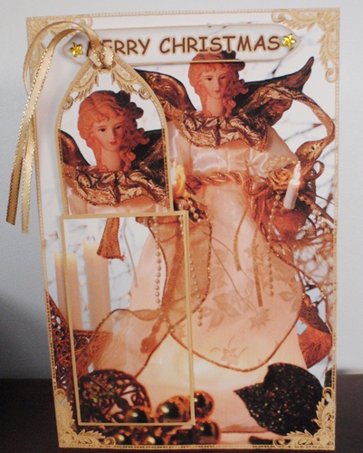 Golden Vintage Angel Christmas Bookmark Keepsake Card by Ruth Taylor