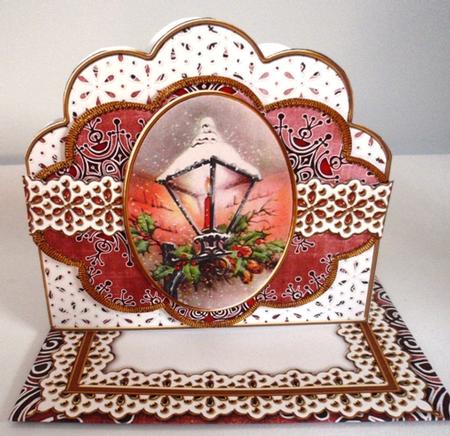 Christmas Lantern 2 Red Scallop Step by Step Card Kit by Ruth Taylor