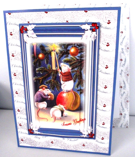 Mouse Family Christmas Tree Card Front Kit by Ruth Taylor