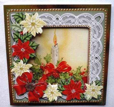 Red Candle Poinsettia Reverse Decoupage Step by Step by Ruth Taylor