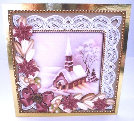 Plum Church Poinsettia Reverse Decoupage Step by Step by Ruth Taylor