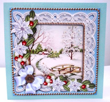Pretty Scene Blue Poinsettia Reverse Decoupage Step by Step by Ruth Taylor