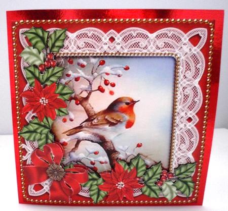 Red Robin Poinsettia Reverse Decoupage Step by Step by Ruth Taylor