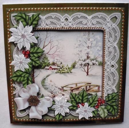 Pretty Scene Green Poinsettia Reverse Decoupage Step by Step by Ruth Taylor
