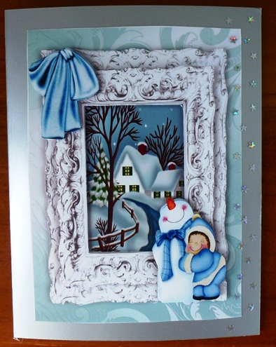 Beautiful Christmas Scene in Silver Baroque Frame A4 by Ruth Taylor