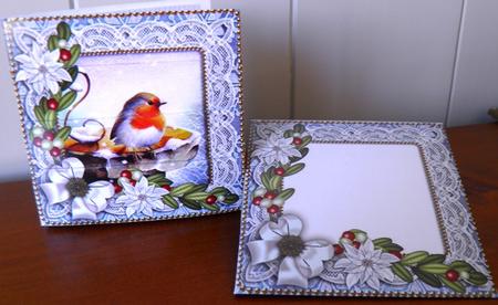 Robin1 Ice Poinsettia Mini Card Envelope Bottom Stacker by Ruth Taylor