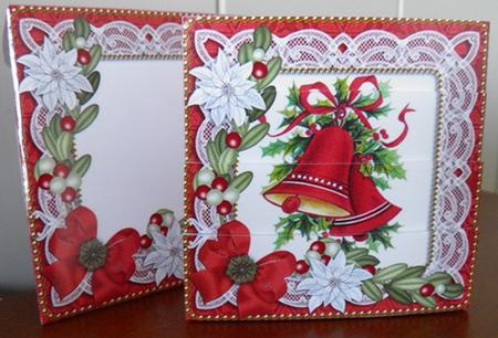 Christmas Bells Poinsettia Mini Card Envelope Bottom Stacker by Ruth Taylor