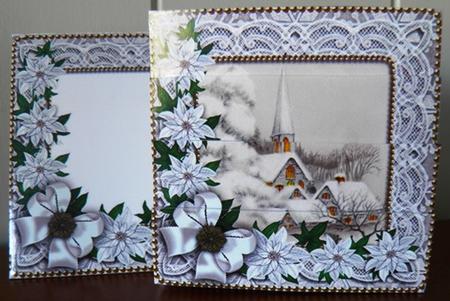 Ice Church Poinsettia Mini Card Envelope Bottom Stacker by Ruth Taylor