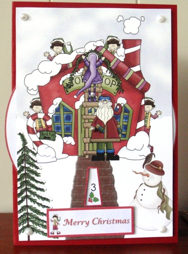 Santa's Workshop with Elves Advent Wheel Card by Ruth Taylor