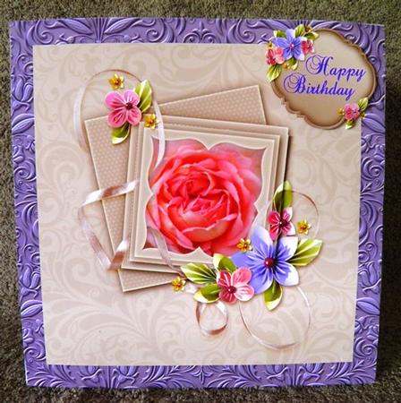 Blushing Rose in Origami Triple Frame by Ruth Taylor