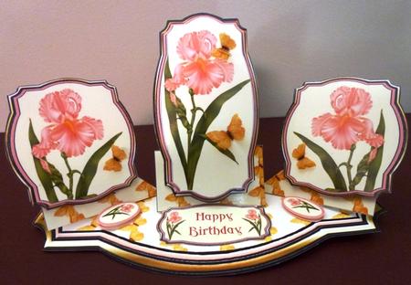 Triple Twist Easel Card - Peach Iris by Ruth Taylor