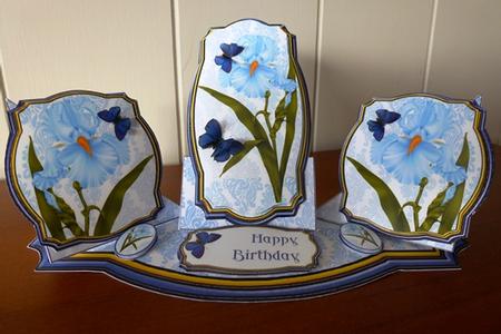 Triple Twist Easel Card - Blue Iris by Ruth Taylor